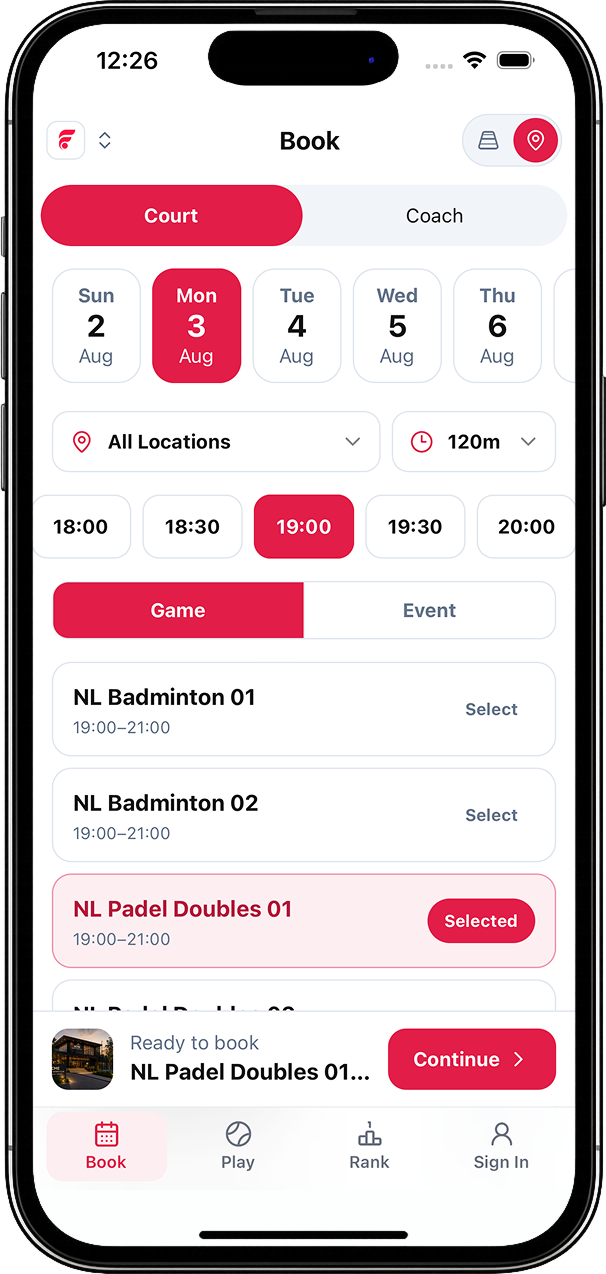 Find Court app — book a court